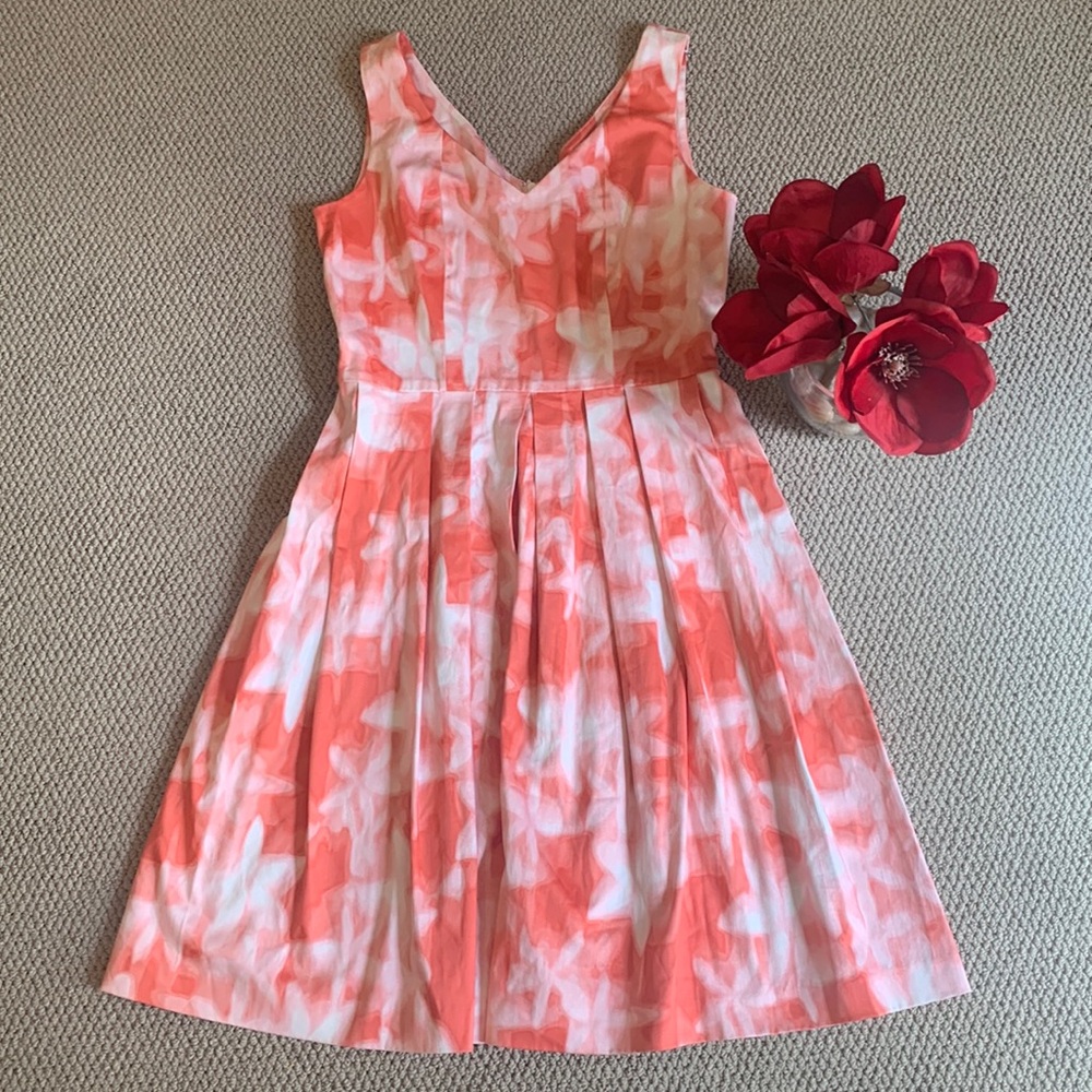 🌹VINTAGE Calvin Klein Elegant Peachy Pink Flower Sleeveless Mini Dress